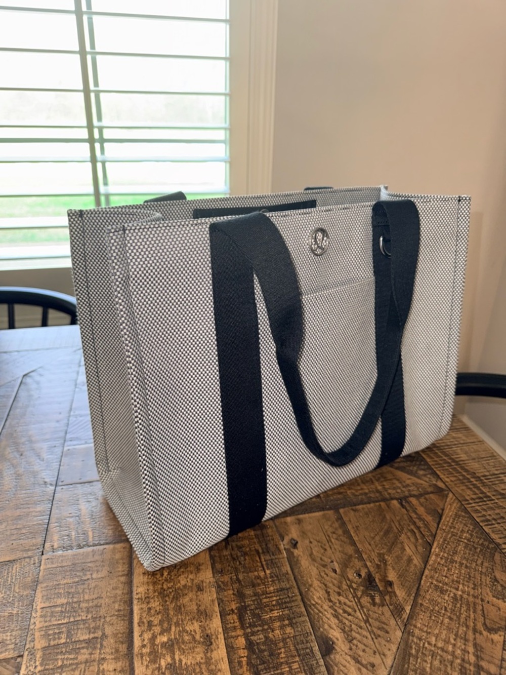 lululemon athletica White and Black Canvas Tote